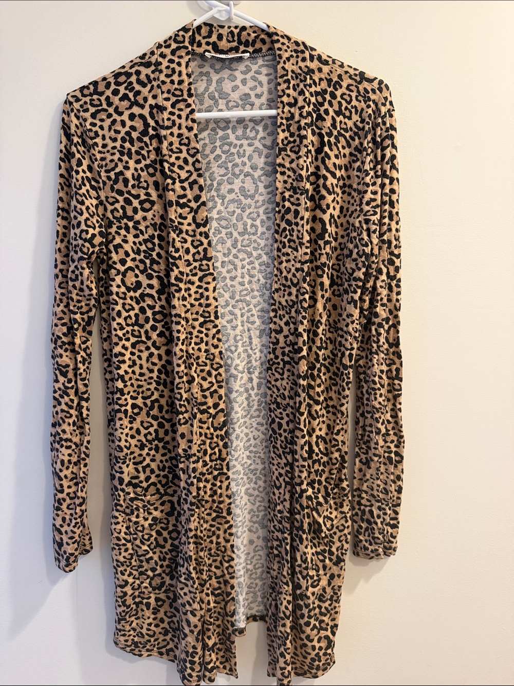 Zenana Outfitters Leopard Print Open-Front Cardigan - Tan & Black